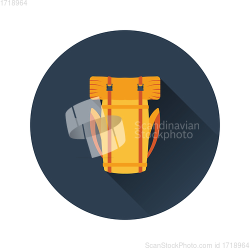 Image of Flat design icon of camping backpack