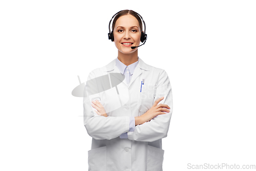 Image of smiling female doctor with headset