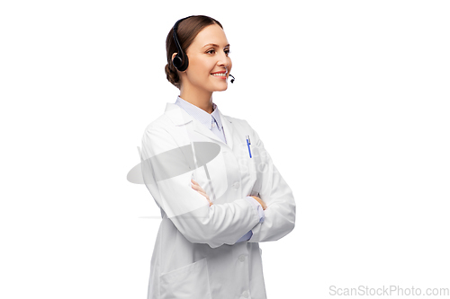 Image of smiling female doctor with headset