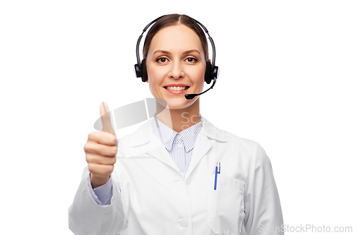 Image of smiling female doctor with headset