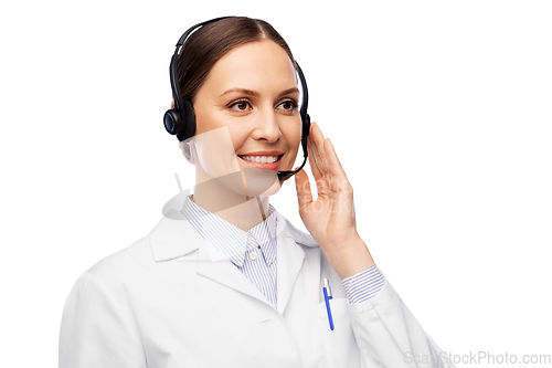 Image of smiling female doctor with headset