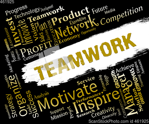 Image of Teamwork Words Indicates Teams Networking And Cooperation