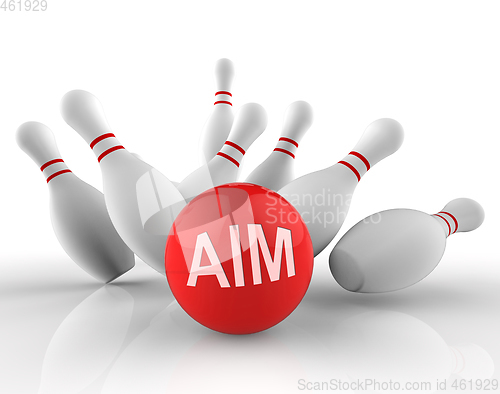Image of Bowling Aim Represents Aims Strike 3d Rendering