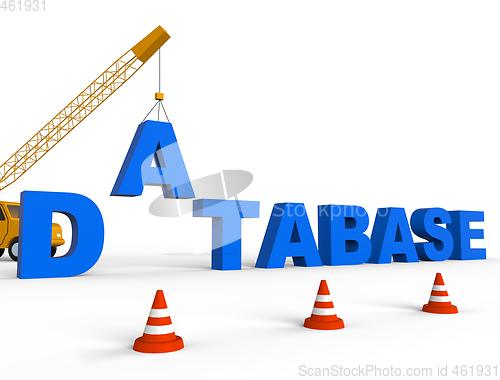 Image of Database Computing Represents Information Storage 3d Rendering
