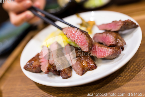 Image of Grilled beef in restaurant 