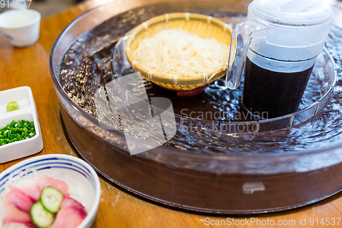 Image of Water flow noodles in Japanese restaurant