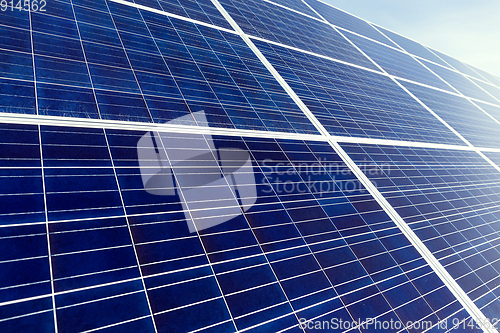 Image of Solar panel with blue sky