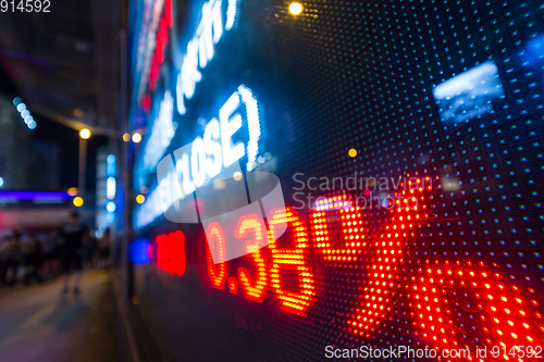 Image of Stock market display in the street at night