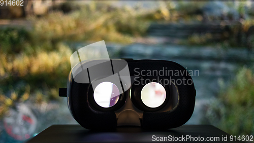 Image of Virtual reality device playing movie inside