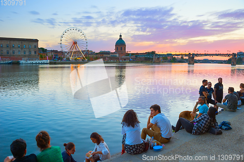 Image of  People Garone river Toulouse rest