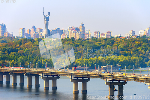 Image of Paton bridge Motherland monument Kiev