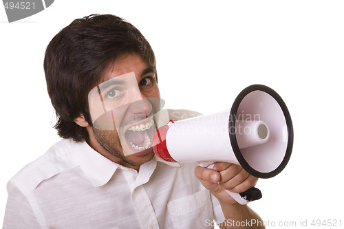 Image of shouting at the megaphone