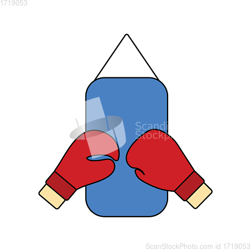 Image of Flat design icon of Boxing pear and gloves 