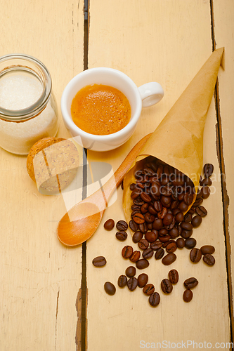 Image of espresso coffee and beans