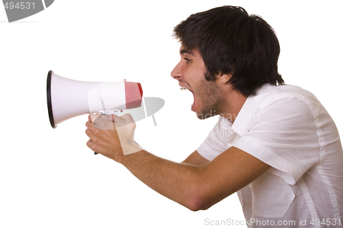 Image of shouting at the megaphone