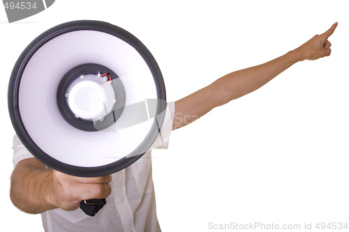 Image of men at the megaphone