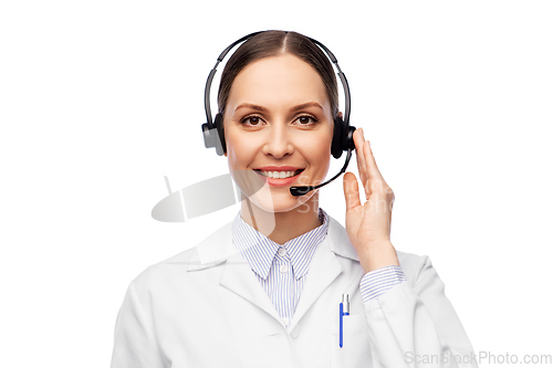 Image of smiling female doctor with headset