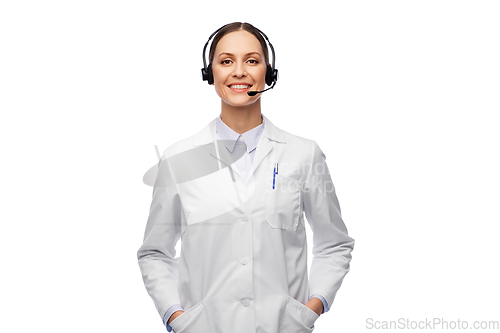 Image of smiling female doctor with headset