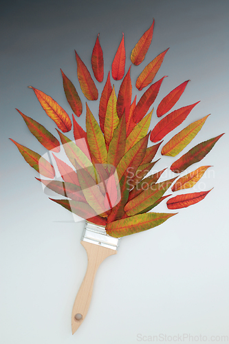 Image of Surreal Autumn Leaf Paintbrush Splash Composition 