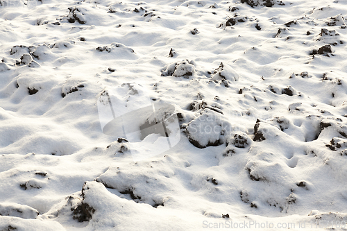 Image of land covered with snow, close-up