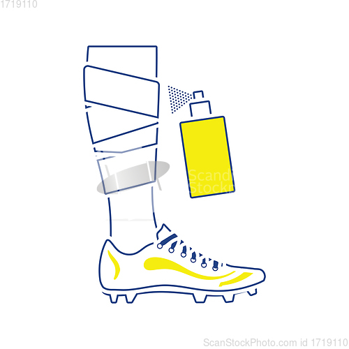 Image of Icon of football bandaged leg with aerosol anesthetic