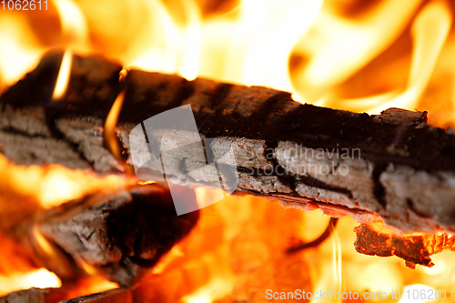 Image of firewood burning in fire