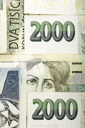 Image of czech banknotes crowns background