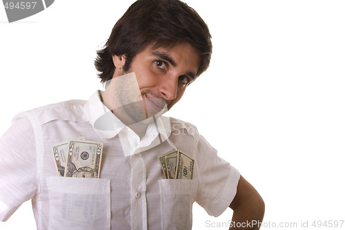 Image of man showing his money