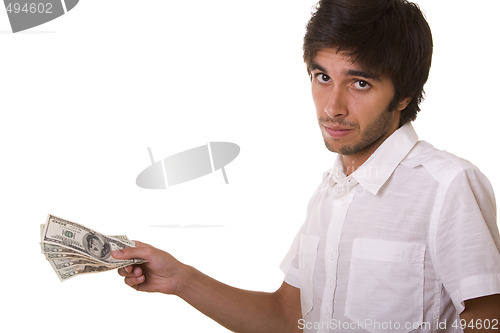 Image of man giving dollars 