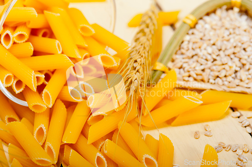 Image of Italian pasta penne with wheat