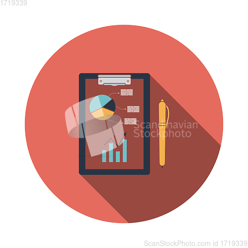 Image of Writing tablet with analytics chart and pen icon