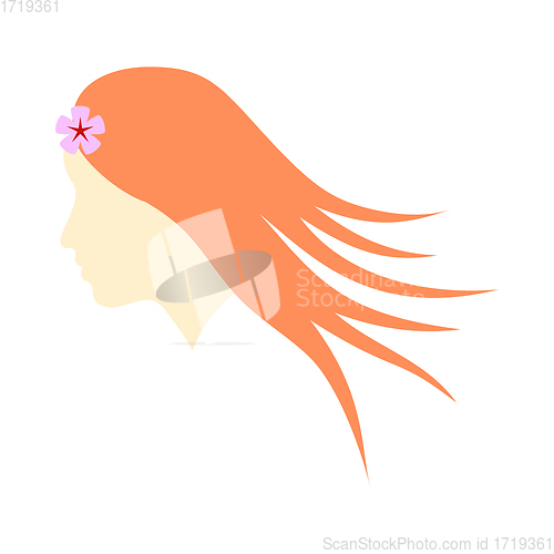 Image of Woman Head With Flower In Hair Icon