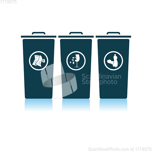 Image of Garbage Containers With Separated Trash Icon
