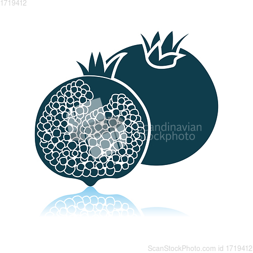 Image of Pomegranate Icon On Gray Background