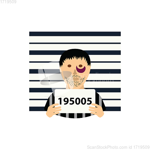 Image of Prisoner in front of wall with scale icon