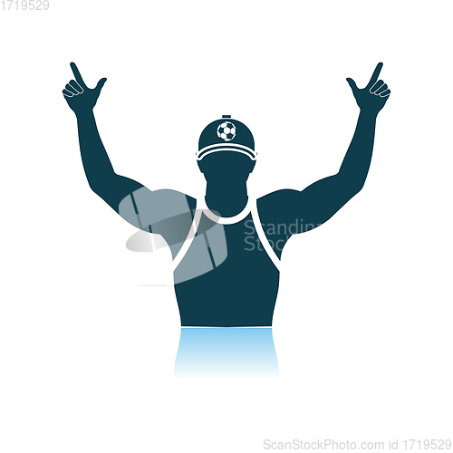 Image of Football Fan With Hands Up Icon