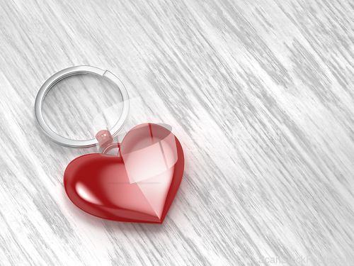 Image of Keyring with shiny red heart
