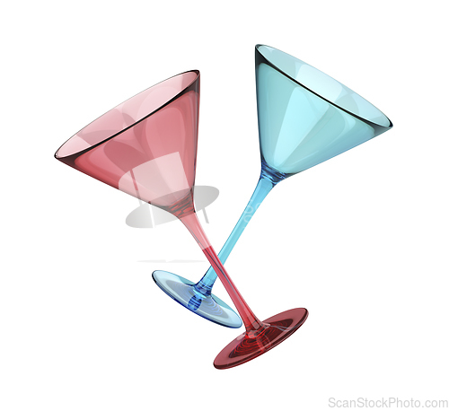 Image of Red and blue cocktail glasses