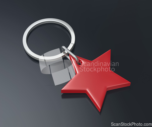 Image of Keyring with shiny red star
