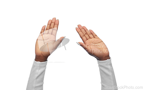 Image of hands of african american woman