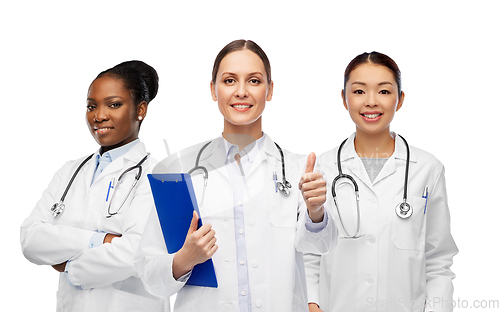 Image of female doctors with clipboard showing thumbs up