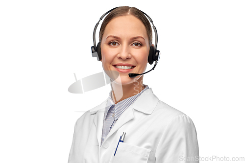 Image of smiling female doctor with headset