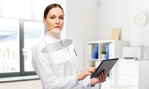 Image of female doctor with tablet computer at hospital