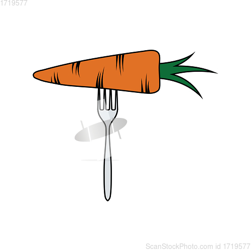Image of Flat design icon of Diet carrot on fork 