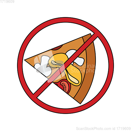 Image of Flat design icon of Prohibited pizza