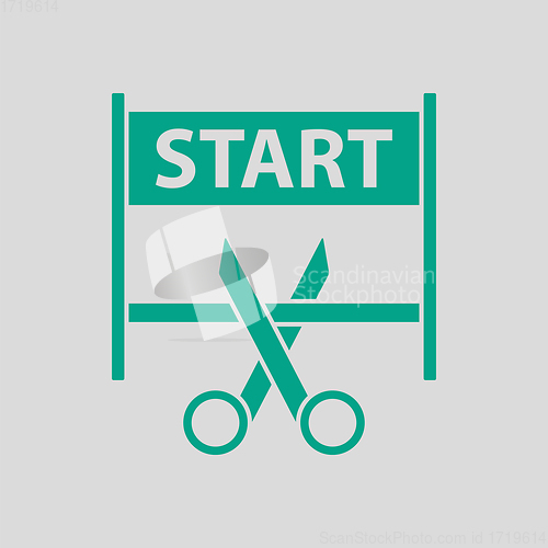 Image of Scissors Cutting Tape Between Start Gate Icon