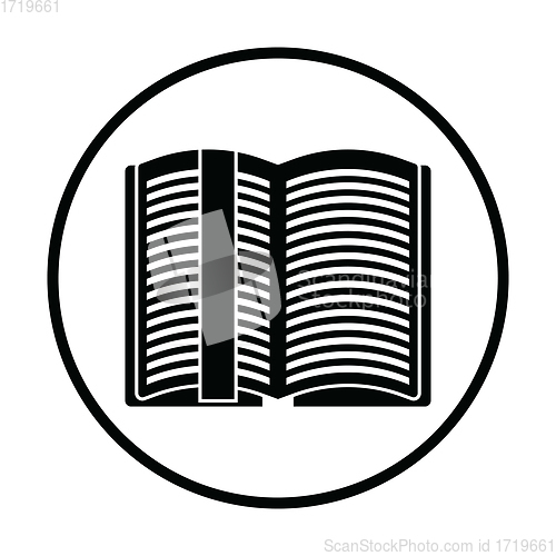 Image of Open book with bookmark icon