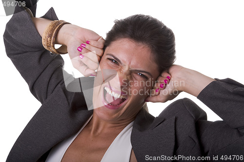 Image of Stressed businesswoman