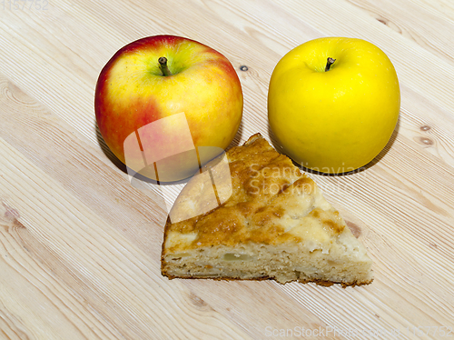 Image of two apples and pie