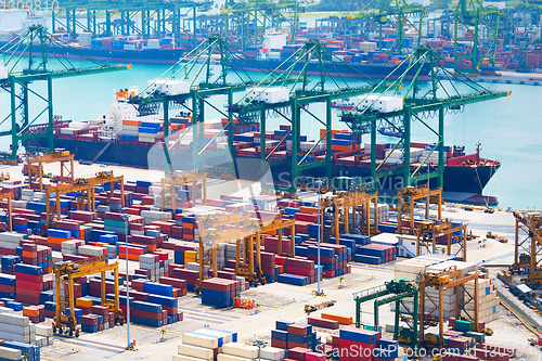 Image of Cargo ship. Singapore industrial port